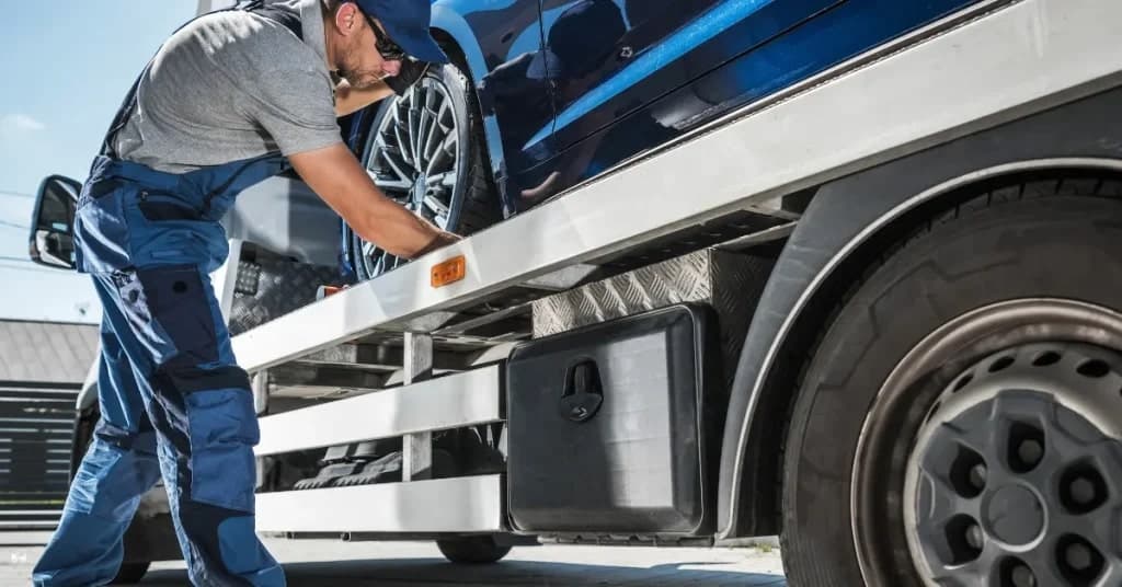 Car carrier truck transporting multiple vehicles across the country